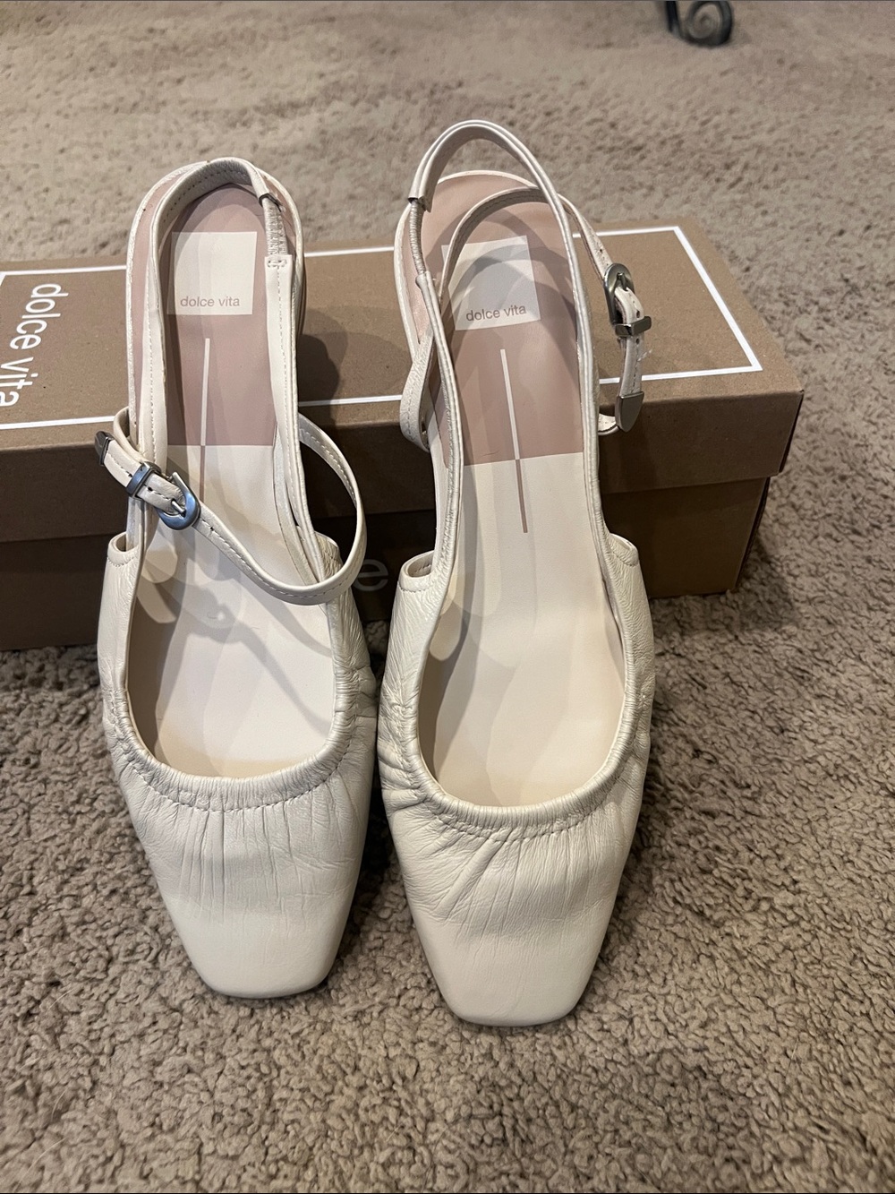 Dolce Vita Ivory Slingback Square-Toe Mules - Picture 4 of 7